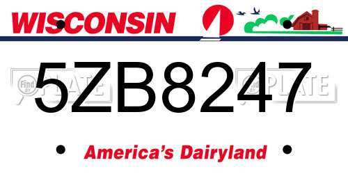 5ZB8247 Wisconsin License Plate