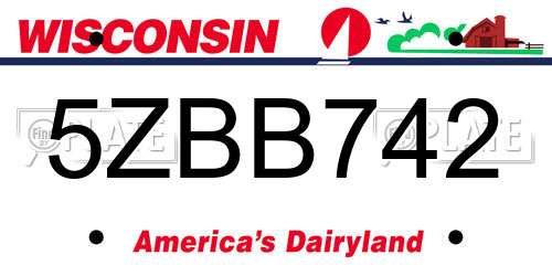 5ZBB742 Wisconsin License Plate