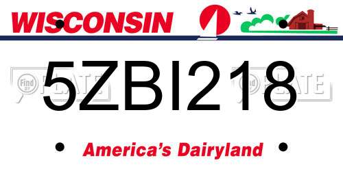 5ZBI218 Wisconsin License Plate