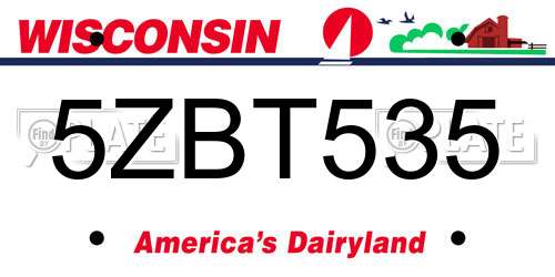5ZBT535 Wisconsin License Plate
