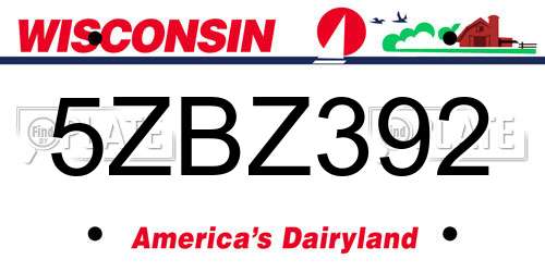 5ZBZ392 Wisconsin License Plate