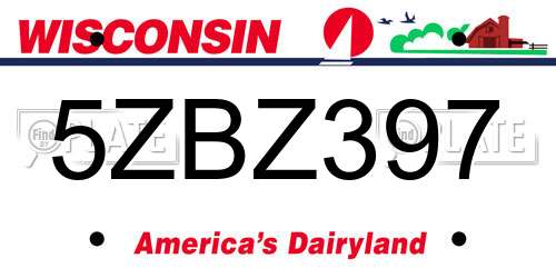 5ZBZ397 Wisconsin License Plate
