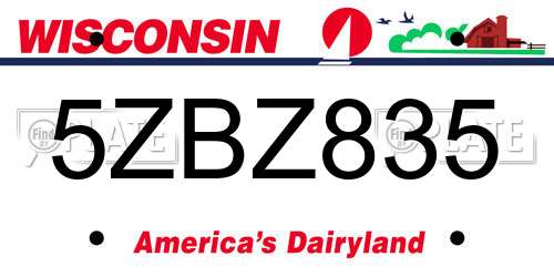 5ZBZ835 Wisconsin License Plate