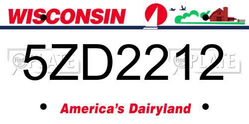 5ZD2212 Wisconsin License Plate