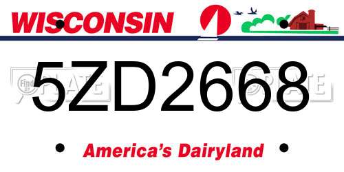 5ZD2668 Wisconsin License Plate