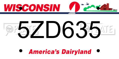 5ZD635 Wisconsin License Plate