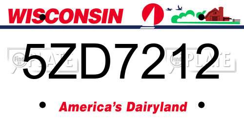 5ZD7212 Wisconsin License Plate