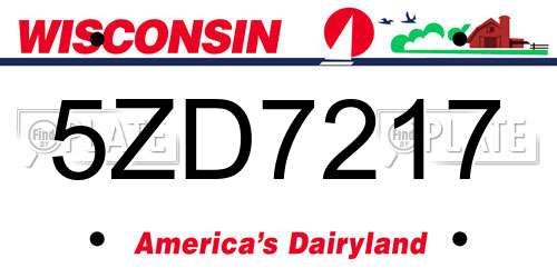 5ZD7217 Wisconsin License Plate