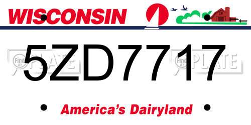 5ZD7717 Wisconsin License Plate