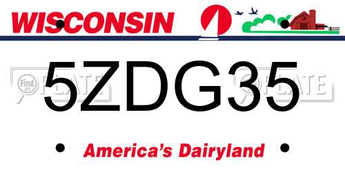 5ZDG35 Wisconsin License Plate
