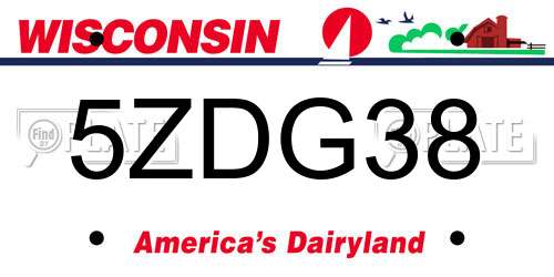5ZDG38 Wisconsin License Plate