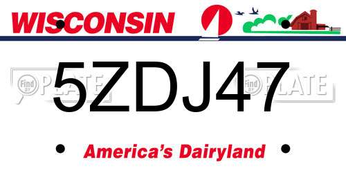 5ZDJ47 Wisconsin License Plate