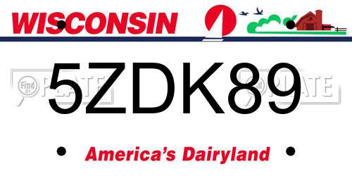 5ZDK89 Wisconsin License Plate