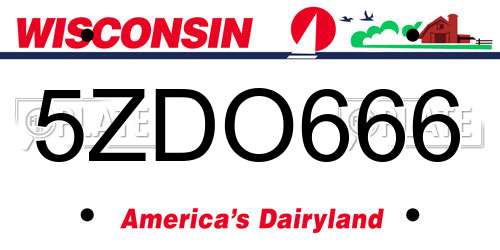 5ZDO666 Wisconsin License Plate
