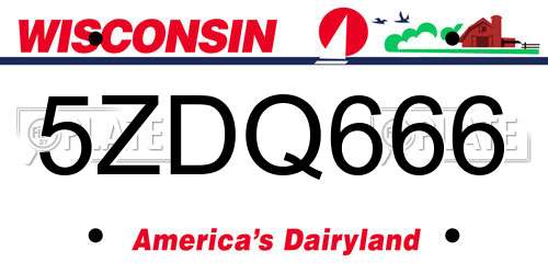 5ZDQ666 Wisconsin License Plate