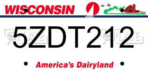 5ZDT212 Wisconsin License Plate
