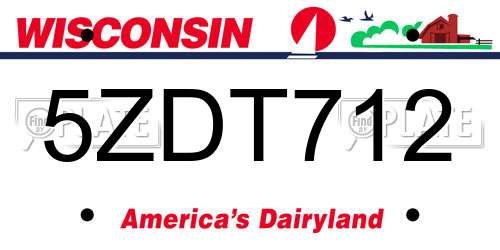 5ZDT712 Wisconsin License Plate