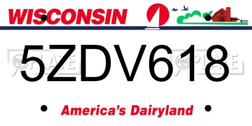 5ZDV618 Wisconsin License Plate