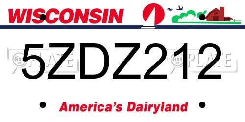 5ZDZ212 Wisconsin License Plate