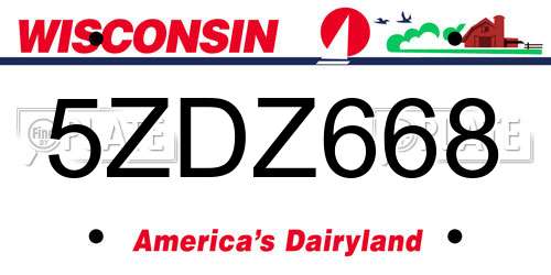 5ZDZ668 Wisconsin License Plate