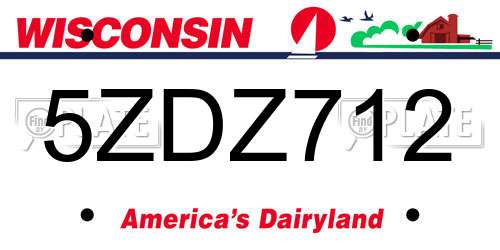 5ZDZ712 Wisconsin License Plate