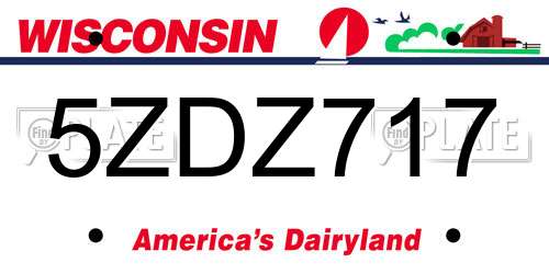 5ZDZ717 Wisconsin License Plate