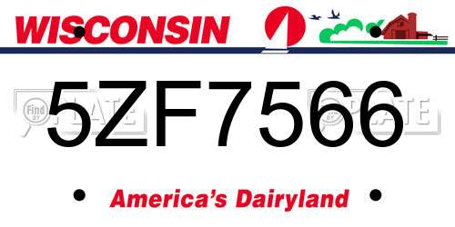5ZF7566 Wisconsin License Plate
