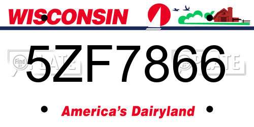 5ZF7866 Wisconsin License Plate