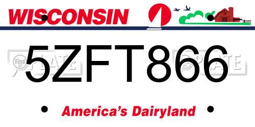 5ZFT866 Wisconsin License Plate