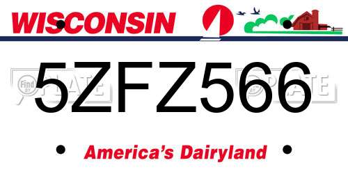 5ZFZ566 Wisconsin License Plate