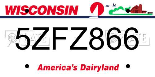 5ZFZ866 Wisconsin License Plate