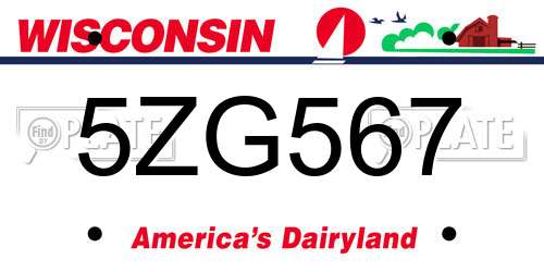 5ZG567 Wisconsin License Plate