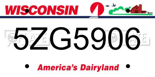 5ZG5906 Wisconsin License Plate