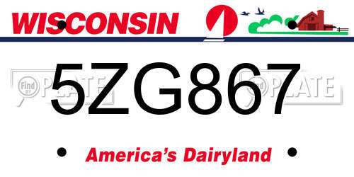 5ZG867 Wisconsin License Plate