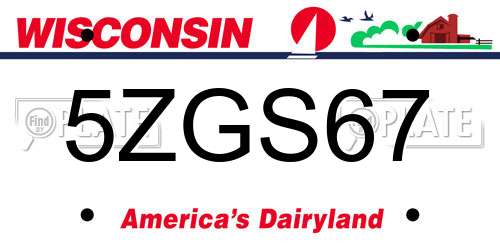 5ZGS67 Wisconsin License Plate