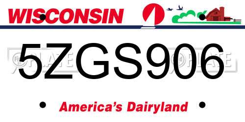 5ZGS906 Wisconsin License Plate