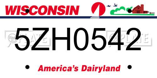 5ZH0542 Wisconsin License Plate