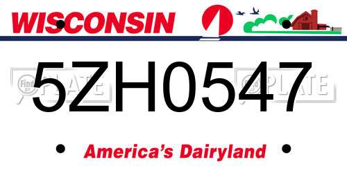 5ZH0547 Wisconsin License Plate