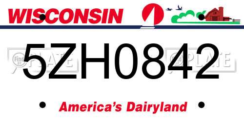 5ZH0842 Wisconsin License Plate