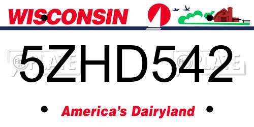 5ZHD542 Wisconsin License Plate