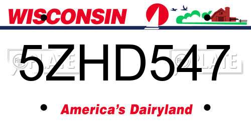 5ZHD547 Wisconsin License Plate
