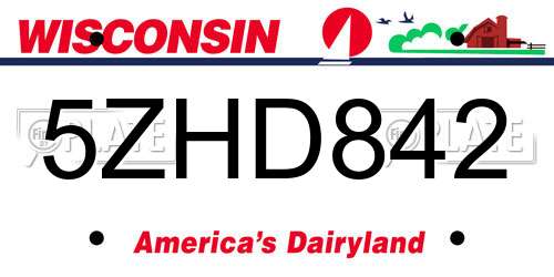 5ZHD842 Wisconsin License Plate