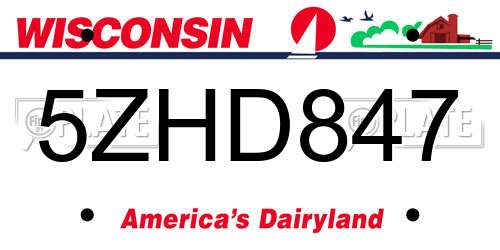 5ZHD847 Wisconsin License Plate