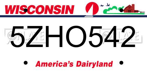 5ZHO542 Wisconsin License Plate