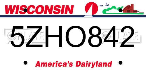 5ZHO842 Wisconsin License Plate