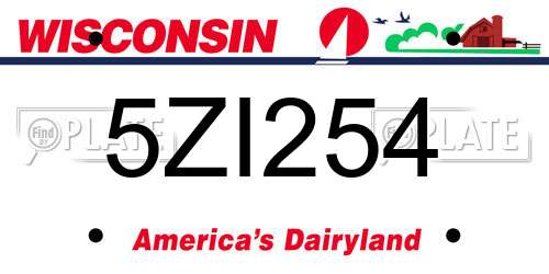 5ZI254 Wisconsin License Plate