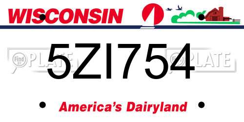 5ZI754 Wisconsin License Plate