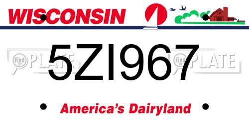 5ZI967 Wisconsin License Plate