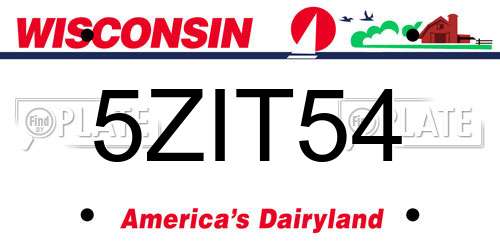 5ZIT54 Wisconsin License Plate