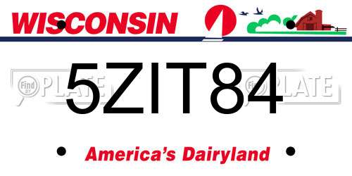 5ZIT84 Wisconsin License Plate